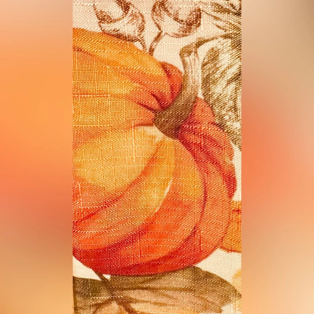 Set of 8 cloth napkins linen autumn fall harvest pumpkins sunflowers acorns